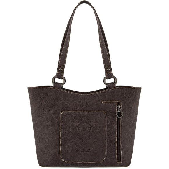 Chic Vegan Leather Western Tote Bag & Matching Wallet Set for Stylish Women - Picture 4 of 6